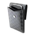 KARL LAGERFELD SAFFIANO LEATHER PHONE POUCH WITH STRAP & MONOGRAM PLAQUE BLACK