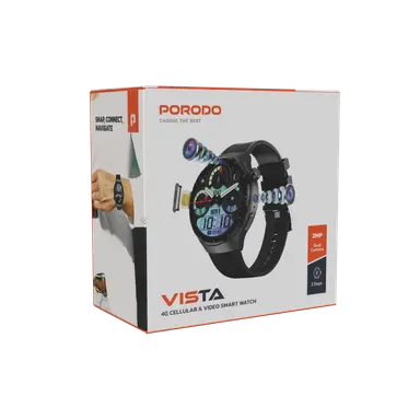 PORODO VISTA SMART WATCH WITH CAMERA BLACK DIAL & BLACK STRAP