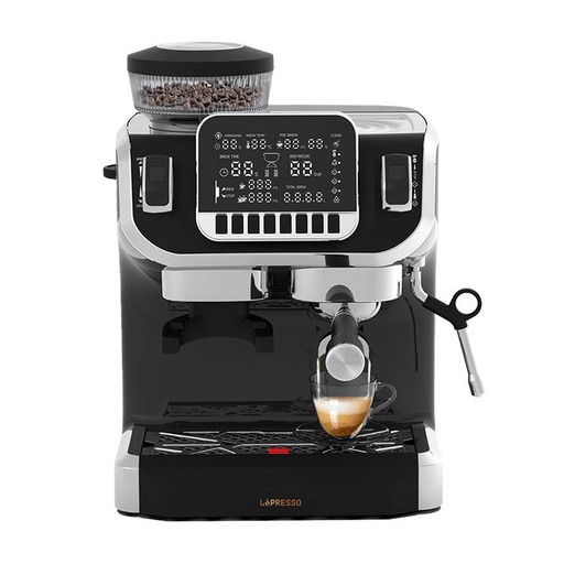 LEPRESSO EXPRESSO COFFEE MAKER WITH BEAN GRINDER AND LCD DISPLAY 